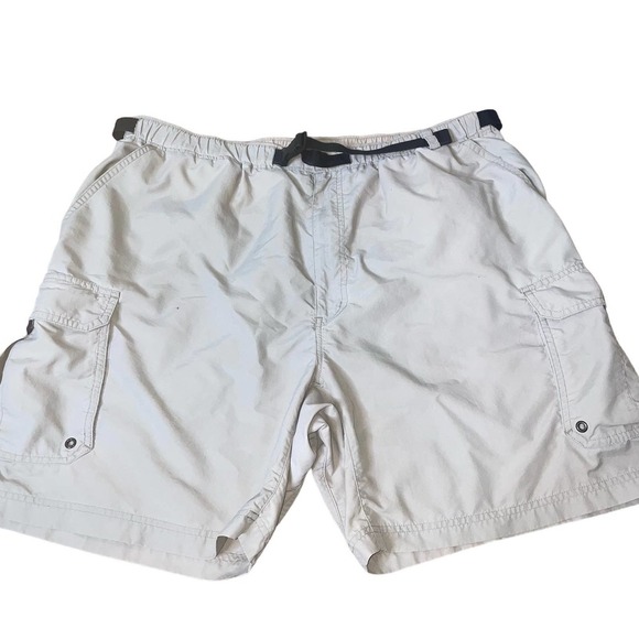 REI cargo shorts khaki nylon belted hiking elastic waist SZ XL 50 SPF - Picture 1 of 6